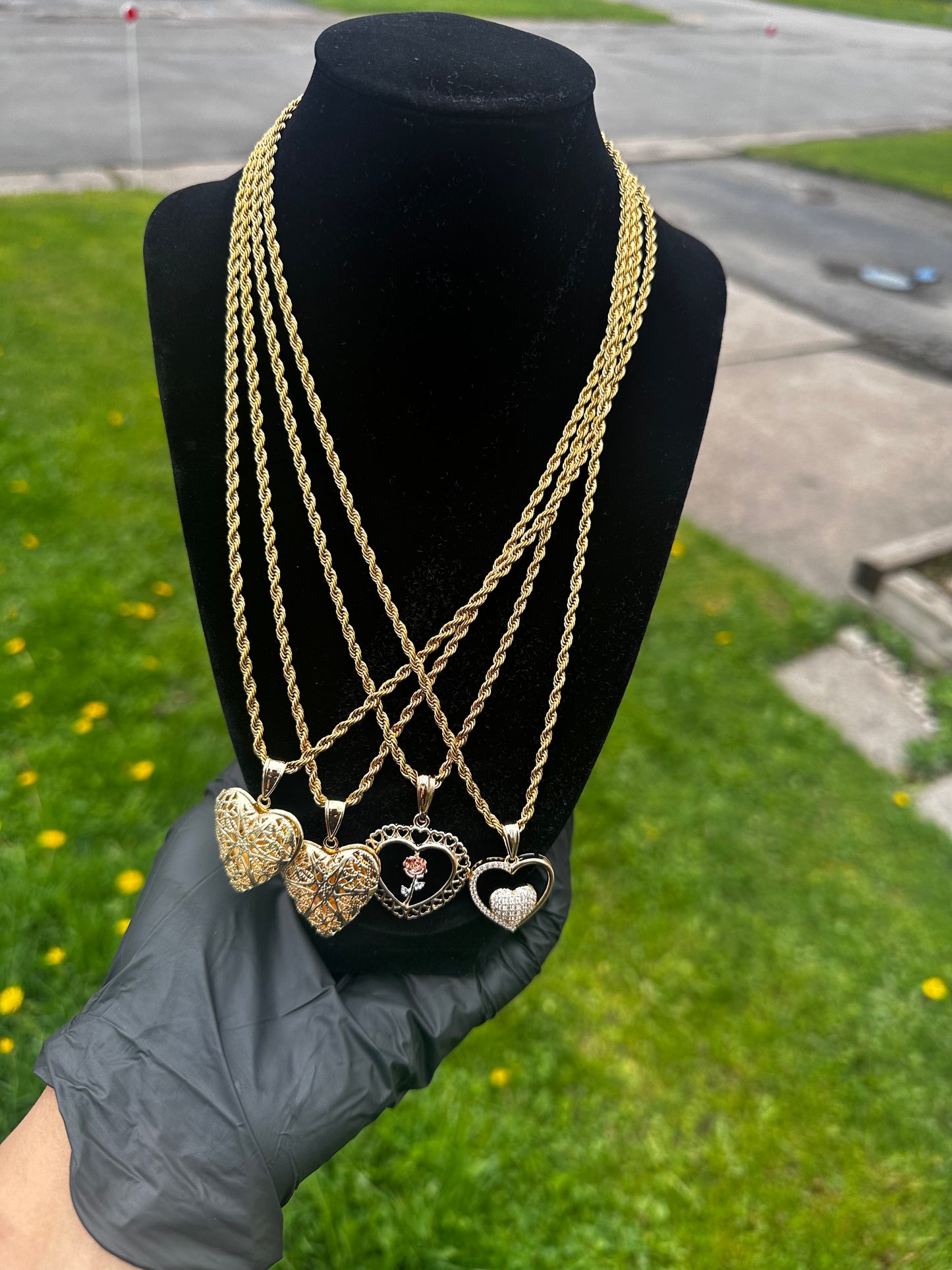 18K GOLD HEART LOCKET + PVD ROPE CHAIN 💦✨